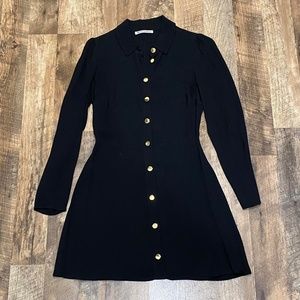 Reformation Hugh Mini Dress Black Gold Button Front Size 2